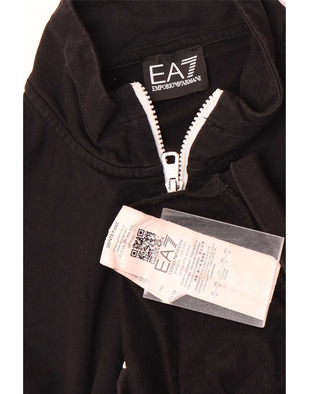 Μπουφάν Emporio Armani Ανδρική φόρμα με γραφικό φόρεμα, μεσαίο μαύρο βαμβακερό