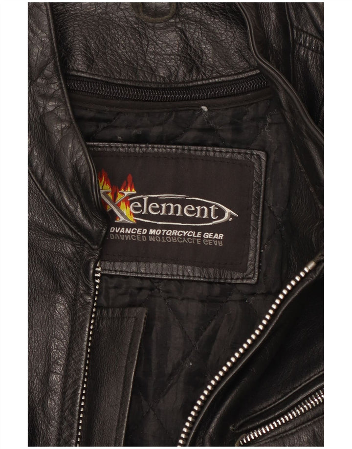 Xelement Ανδρικό Δερμάτινο Μπουφάν Biker UK 40 Μεγάλο Δερμάτινο Μαύρο