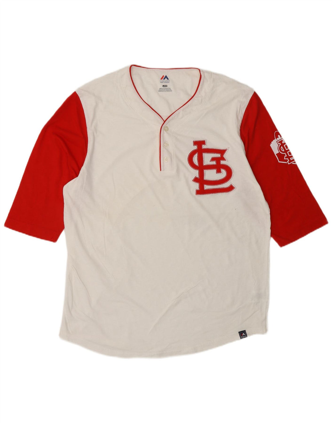 MAJESTIC Ανδρικό St. Louis Cardinals Graphic Top 3/4 Μανίκι μεγάλο λευκό