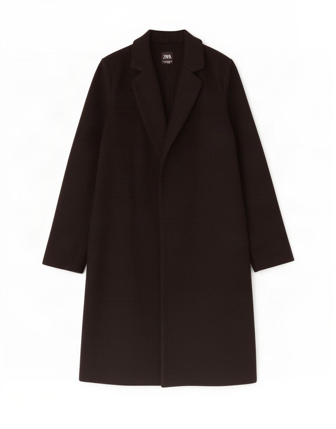 Zara Γυναικείο Ανοιχτό Παλτό UK 10 Small Black Polyester