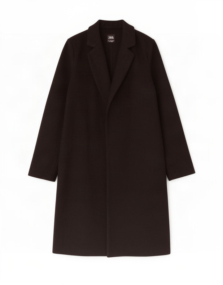 Zara Γυναικείο Ανοιχτό Παλτό UK 10 Small Black Polyester