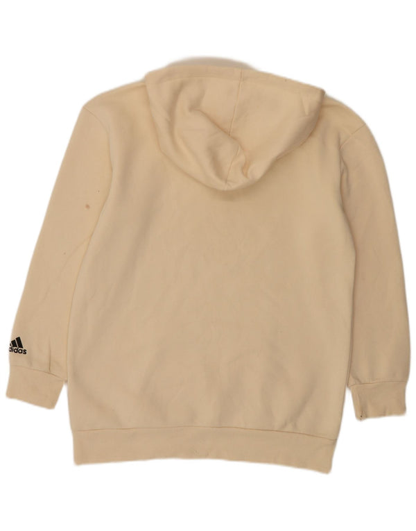 Adidas Γυναικεία γραφικά υπερμεγέθη Hoodie Jumper UK 4/6 XS Μπεζ βαμβακερό