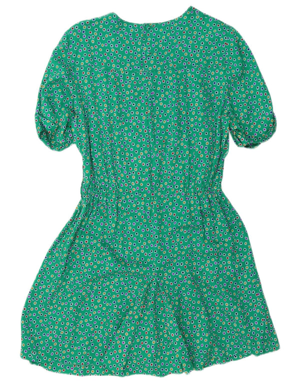 Vintage Womens A-Line Dress UK 12 Medium Green Spotted