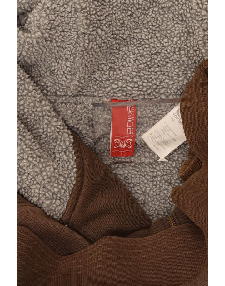 Ανδρικό πουλόβερ με κουκούλα με φερμουάρ ANIMAL Μεγάλο καφέ βαμβακερό