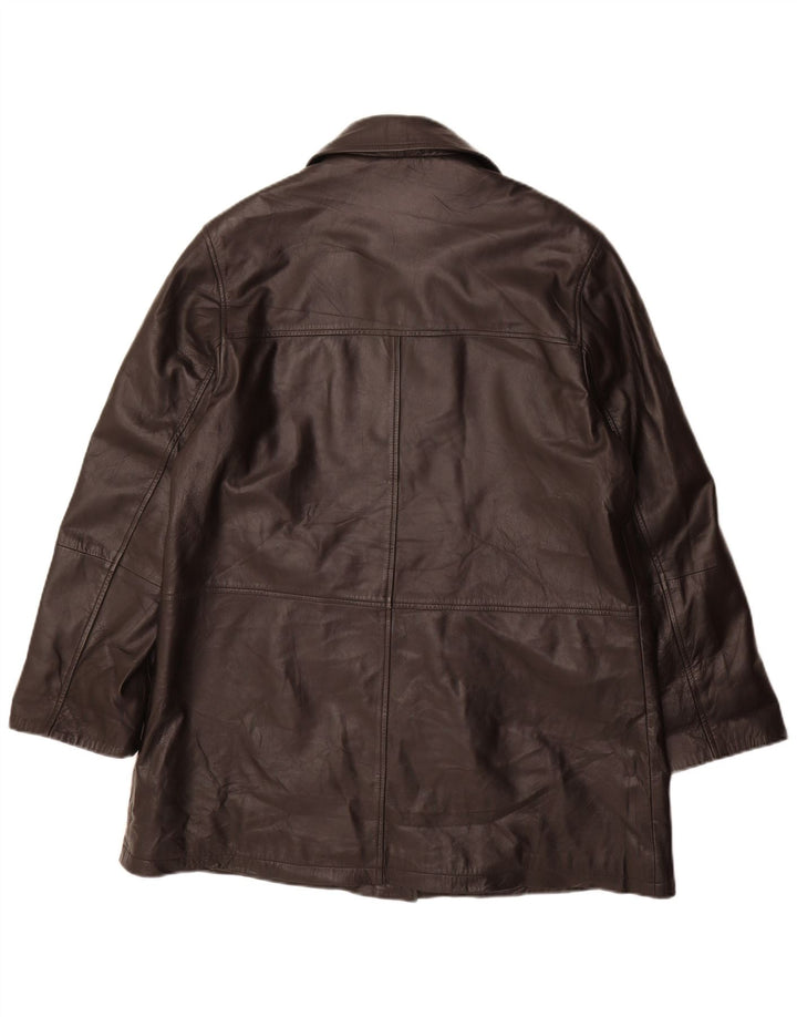 Vintage Γυναικείο Δερμάτινο Παλτό IT 46 Large Μαύρο Δερμάτινο