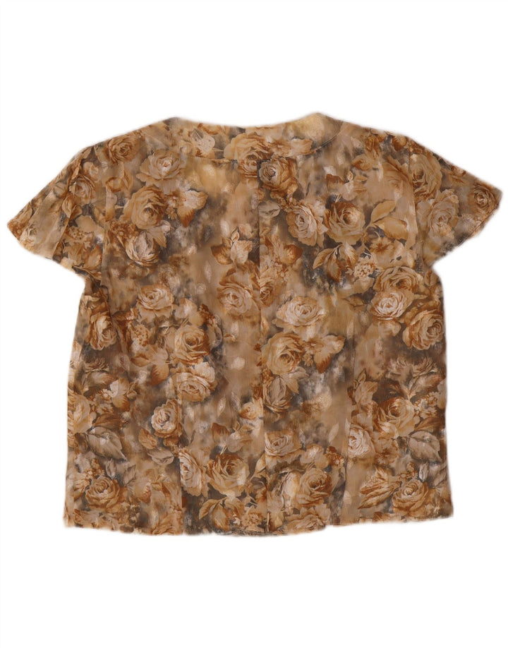 VINTAGE Γυναικεία Crop Μπλούζα Τοπ IT 42 Medium Beige Floral
