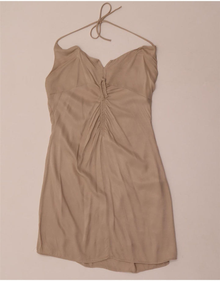 Zara Γυναικείο φόρεμα UK 12 μεσαία μπεζ βισκόζη