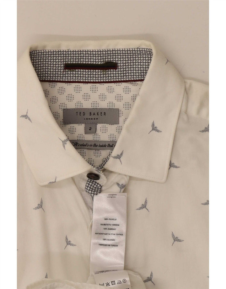 Ted Baker Ανδρικό πουκάμισο Abstract Pattern Μέγεθος 2 Μικρό λευκό βαμβακερό