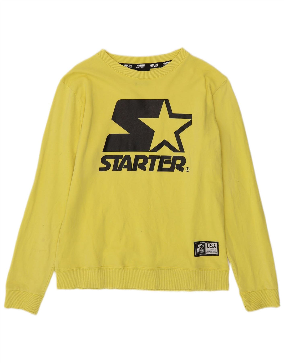 STARTER Γυναικείο γραφικό φούτερ Jumper UK 8 Μικρό κίτρινο βαμβακερό