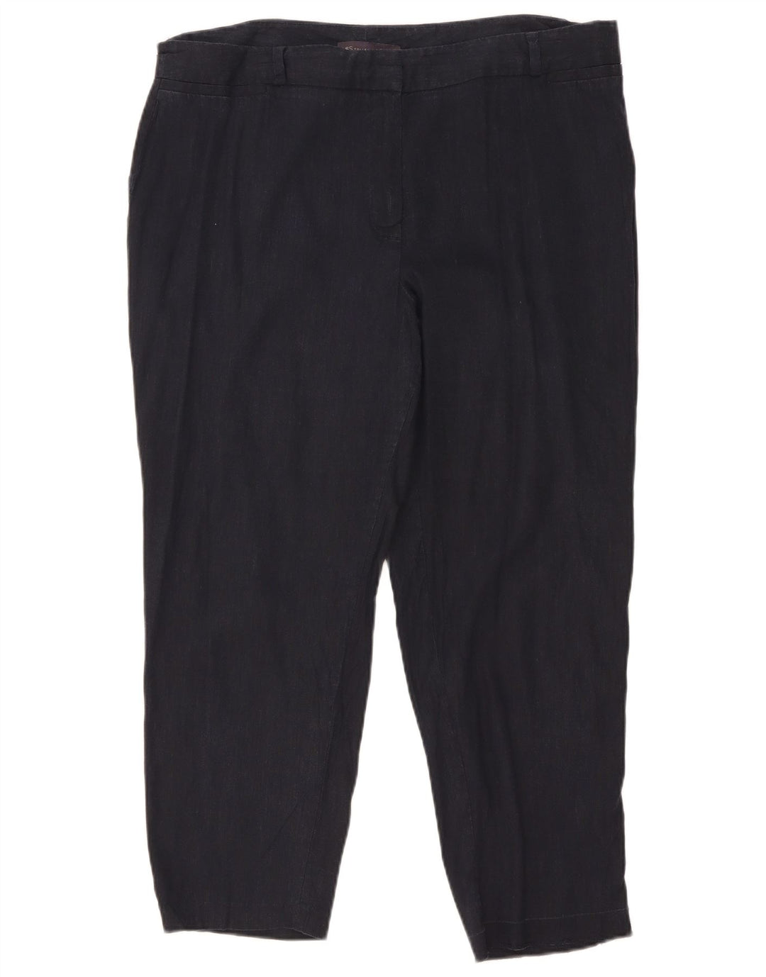 Marks & Spencer Γυναικείο Cropped Παντελόνι W36 L25 Navy Blue Λινό