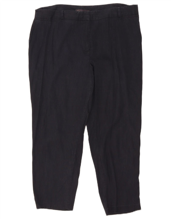 Marks & Spencer Γυναικείο Cropped Παντελόνι W36 L25 Navy Blue Λινό