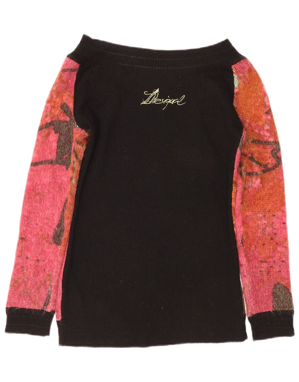 Desigual Womens Boat Neck Jumper Sweater UK 14 Medium Pink Colourblock