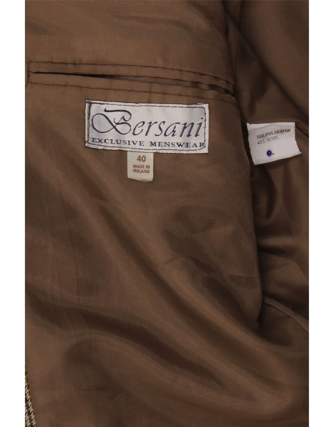 Bersani Ανδρικό σακάκι με 2 κουμπιά σακάκι UK 40 Large Brown Houndstooth Πολυεστέρας