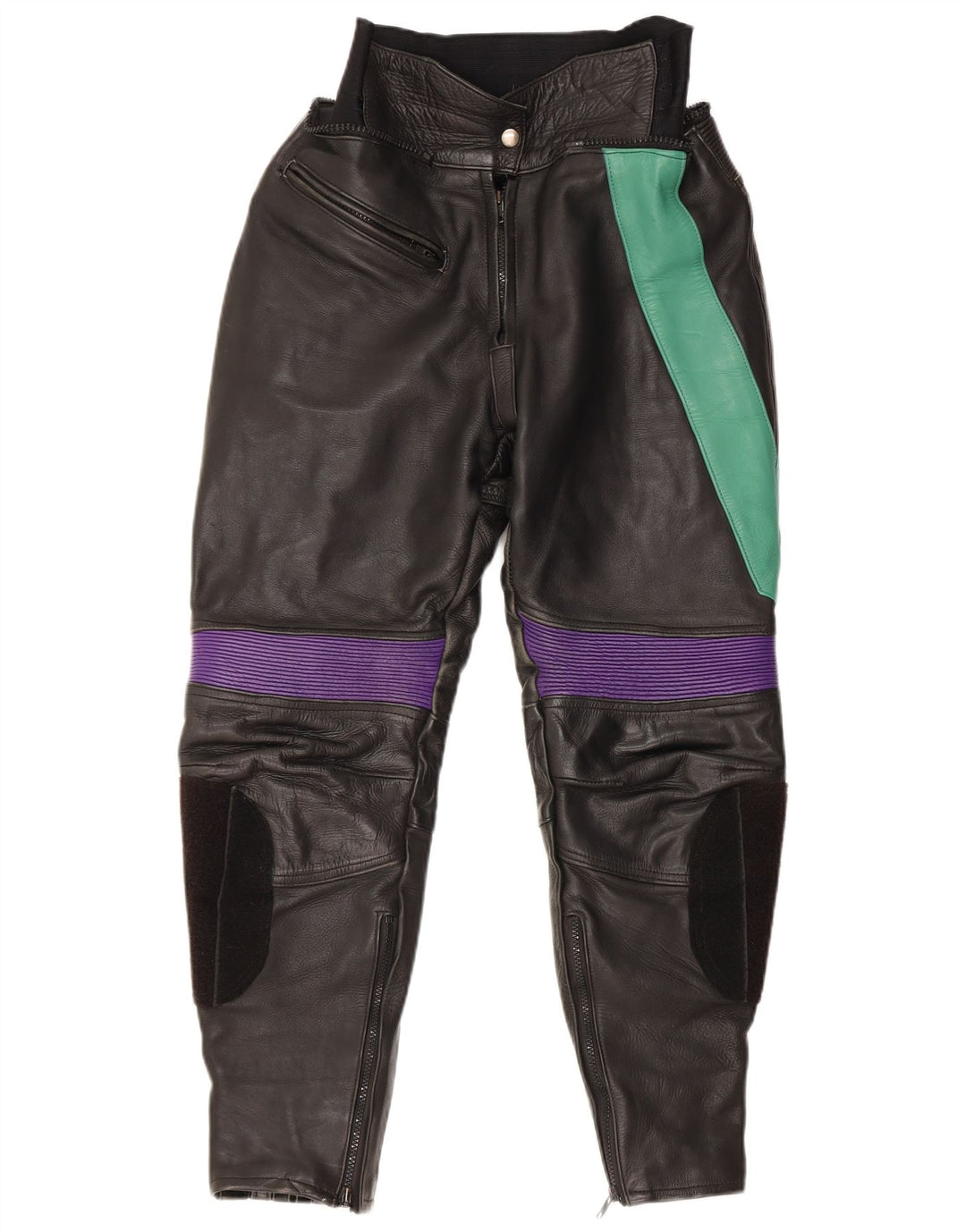 Γυναικείο παντελόνι VINTAGE EU 38 Medium W28 L27 Μαύρο Colourblock Δερμάτινο