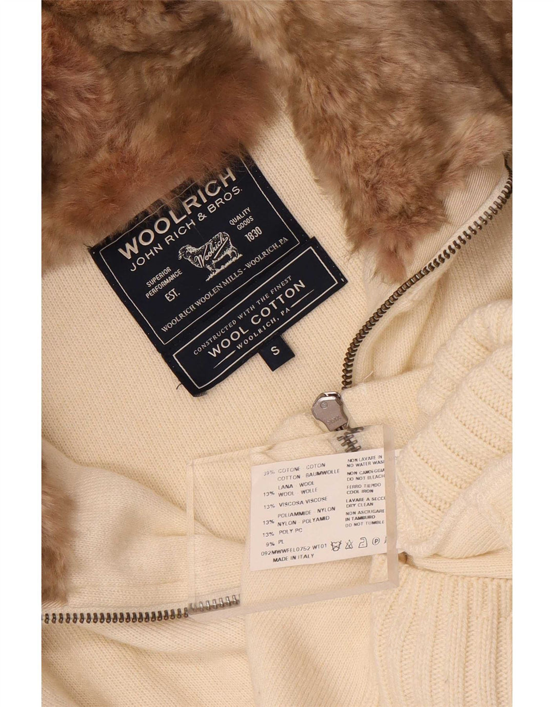 Woolrich Γυναικεία Ζακέτα UK 10 Small Off White Βαμβακερό
