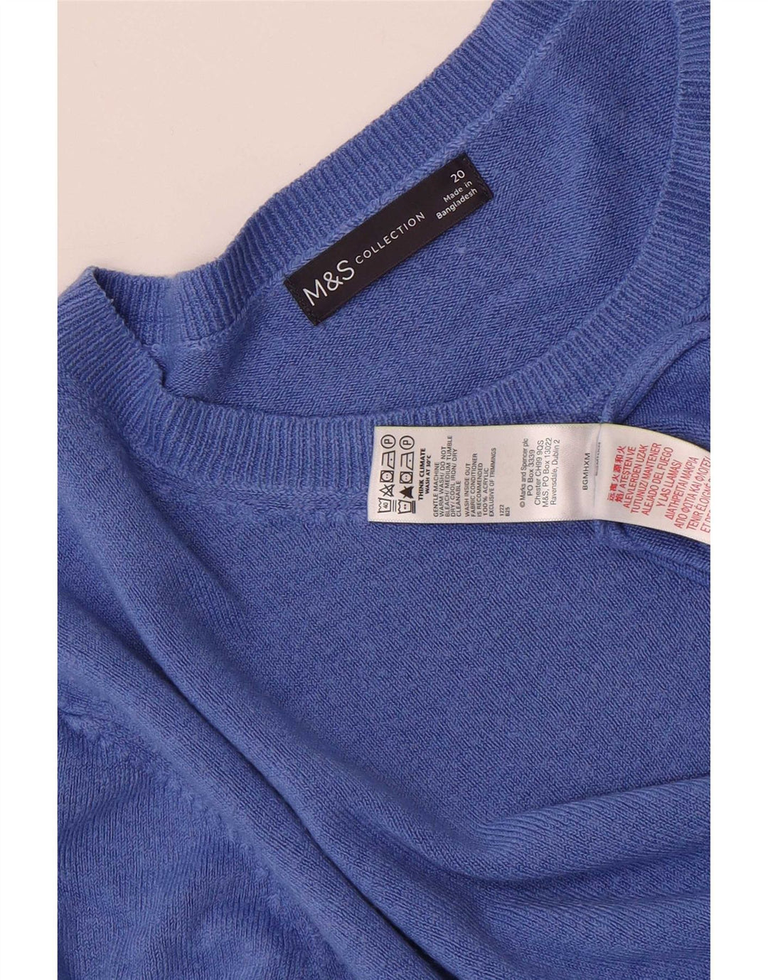 Marks & Spencer Γυναικείο πουλόβερ με λαιμόκοψη UK 20 2XL μπλε
