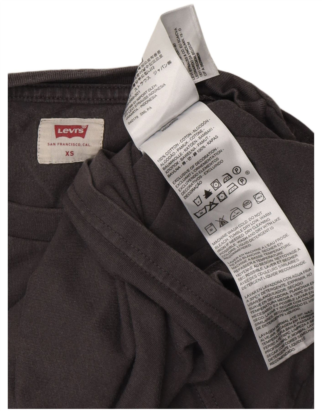 Γυναικείο τοπ LEVI'S μακρυμάνικο UK 6 XS γκρι βαμβακερό