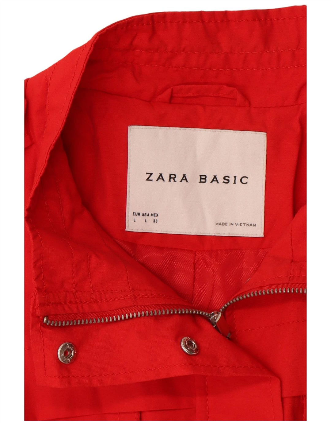 Zara Γυναικείο Military Utility Jacket UK 14 μεγάλο κόκκινο βαμβακερό