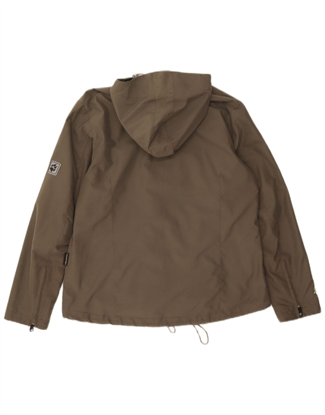 Jack Wolfskin Γυναικείο μπουφάν βροχής με κουκούλα UK 14/16 Μεγάλο χακί πολυεστέρας