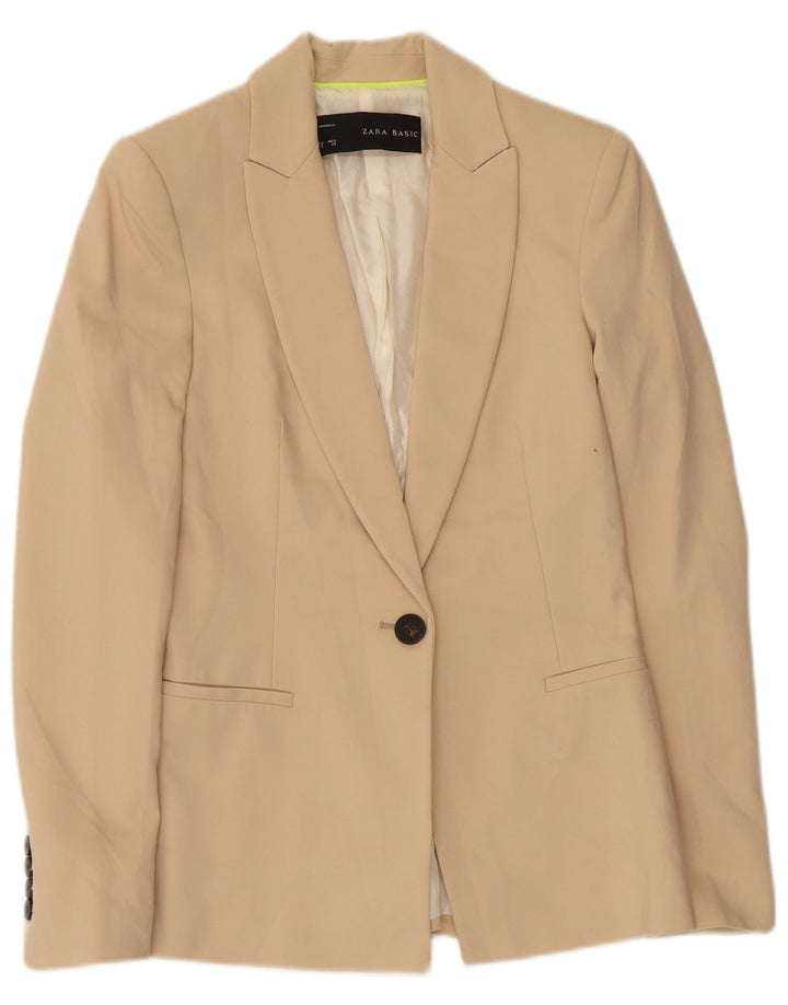 Zara Γυναικείο Μπουφάν 1 Button Blazer UK 6 XS Beige Polyester