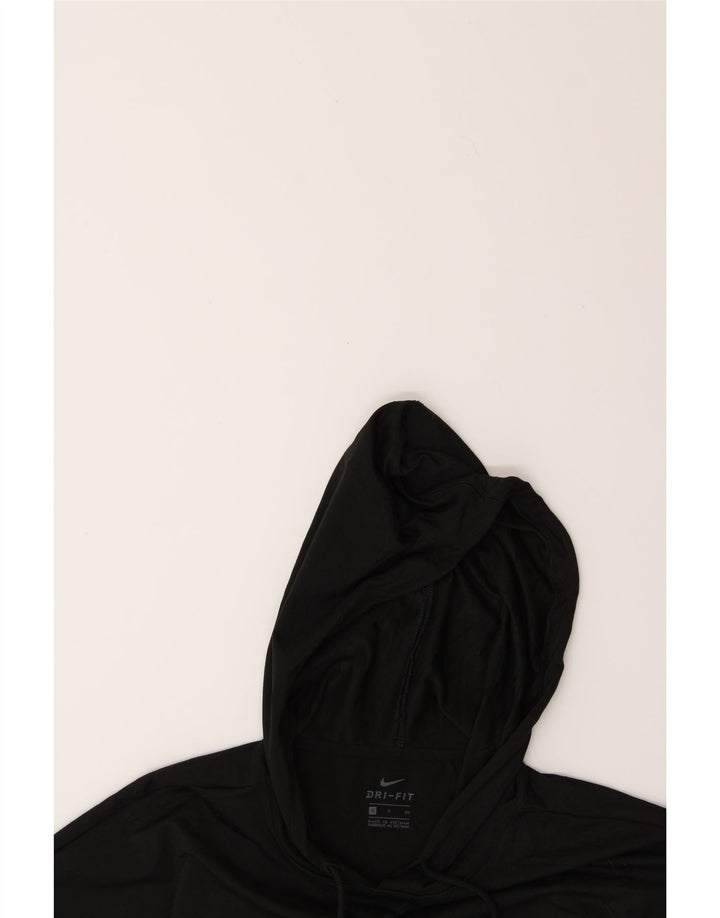 NIKE Womens Oversized Crop Hoodie Jumper UK 10 Small Black Polyester Vintage Nike and Second-Hand Nike from Messina Hembry 