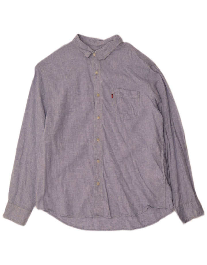 Ανδρικό πουκάμισο Levi's Standard μεγάλο μπλε λινό