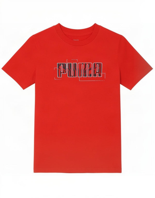 Puma Boys Graphic T-Shirt Top 11-12 Years Red Cotton