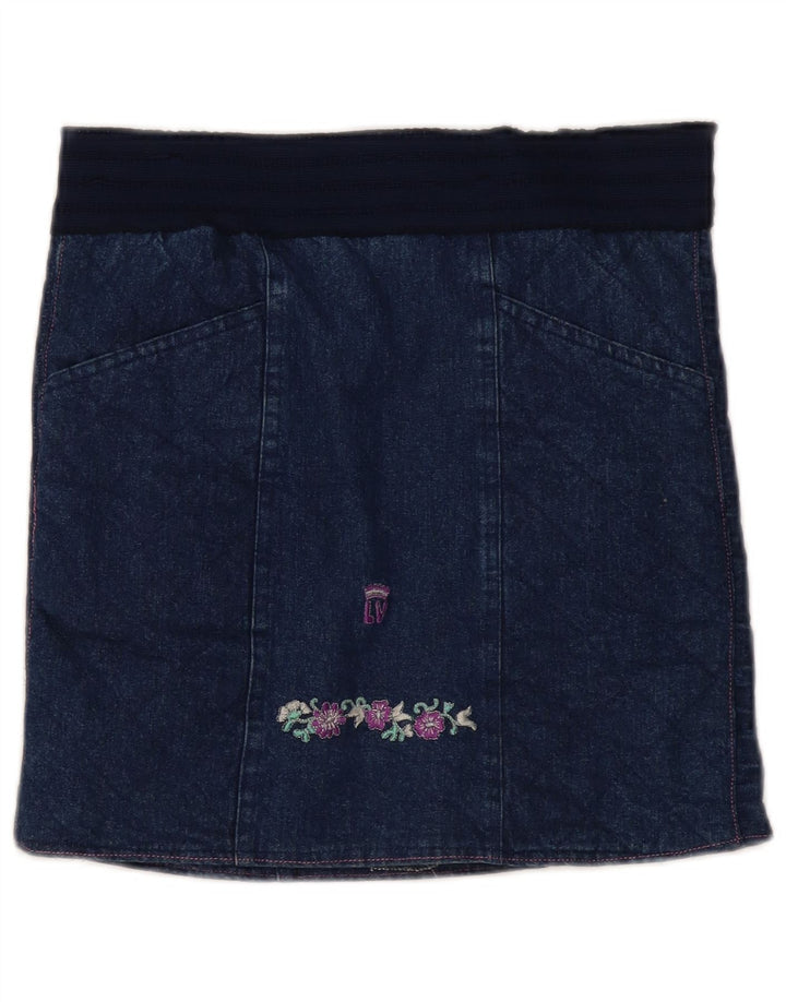 Vintage Γυναικεία Τζιν Φούστα W30 Medium Navy Blue Floral