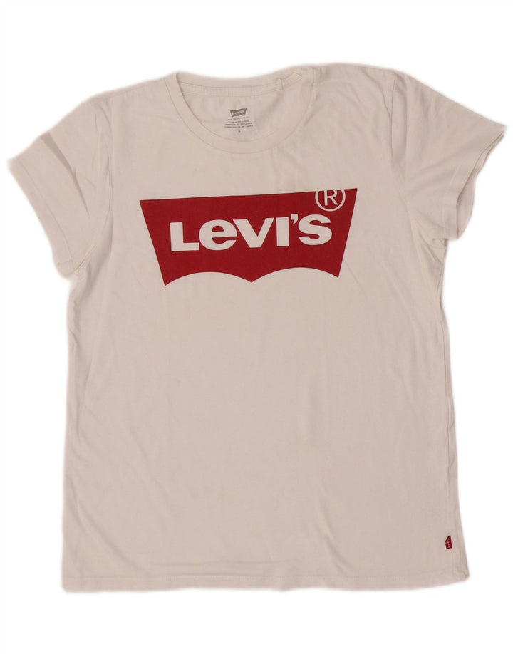 Γυναικείο γραφικό T-Shirt Levi's Top UK 12 Medium White