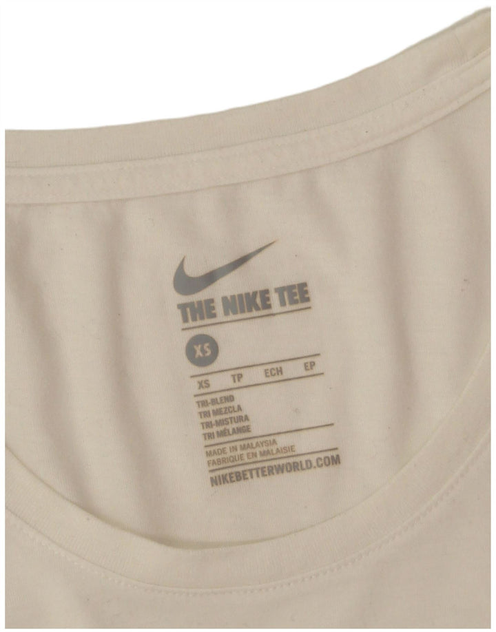 Γυναικείο γραφικό μπλουζάκι Nike τοπ UK 6 XS από λευκό πολυεστέρα