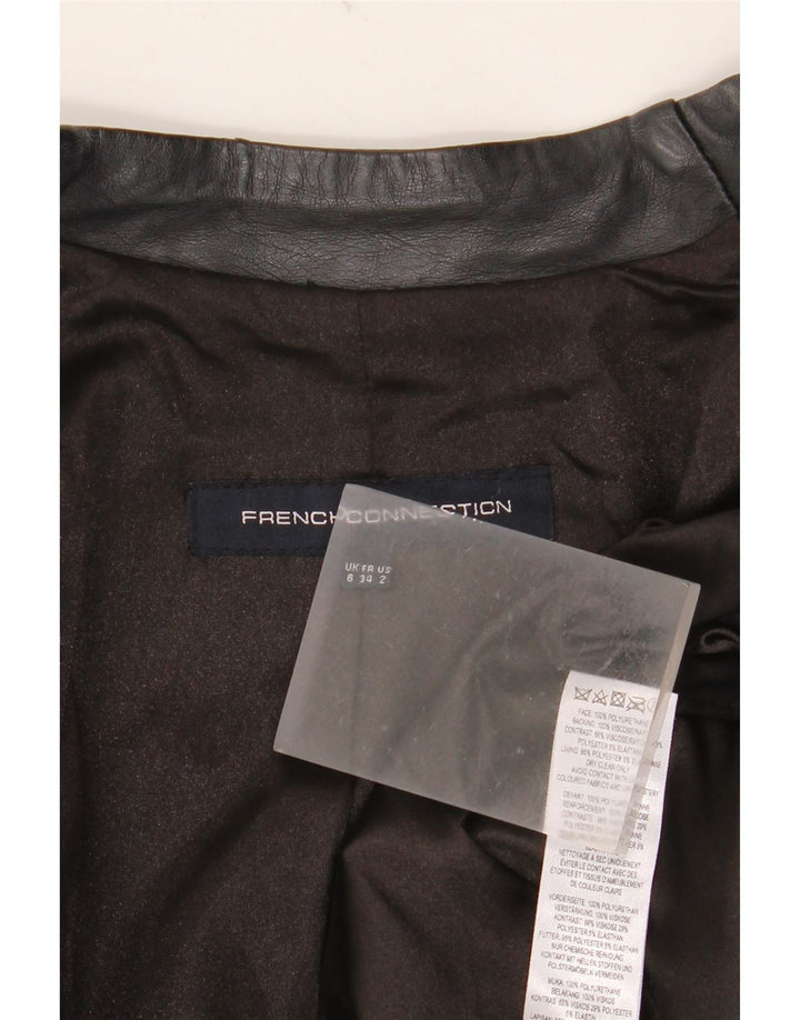 French Connection Γυναικείο Crop Biker Jacket UK 6 XS Μαύρο Πολυουρεθάνη