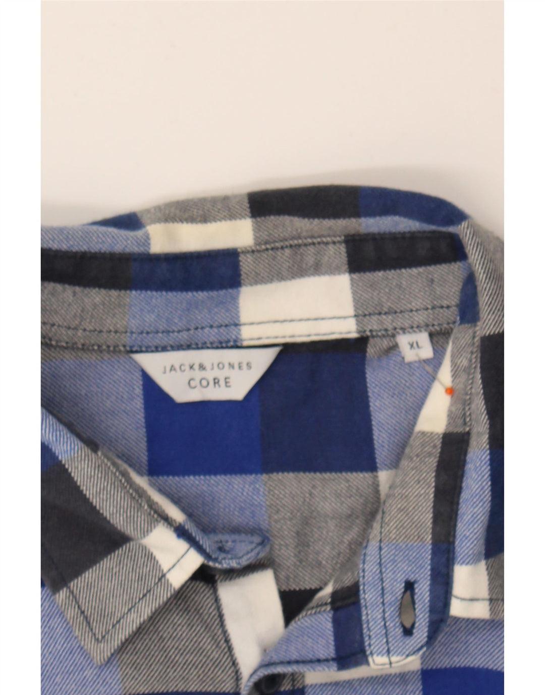 JACK & JONES Mens Flannel Shirt XL Blue Check Cotton Vintage Jack & Jones and Second-Hand Jack & Jones from Messina Hembry 
