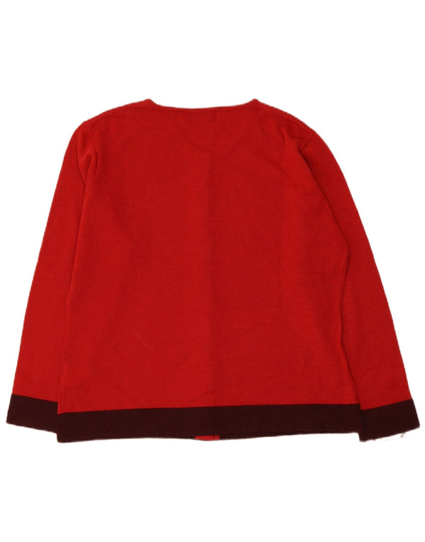 Elements Γυναικεία ζακέτα πουλόβερ UK 14/16 Large Red Colorblock Πολυακρυλικό