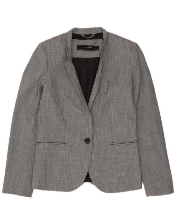 ZARA Womens 1 Button Blazer Jacket EU 36 XS Grey Polyester