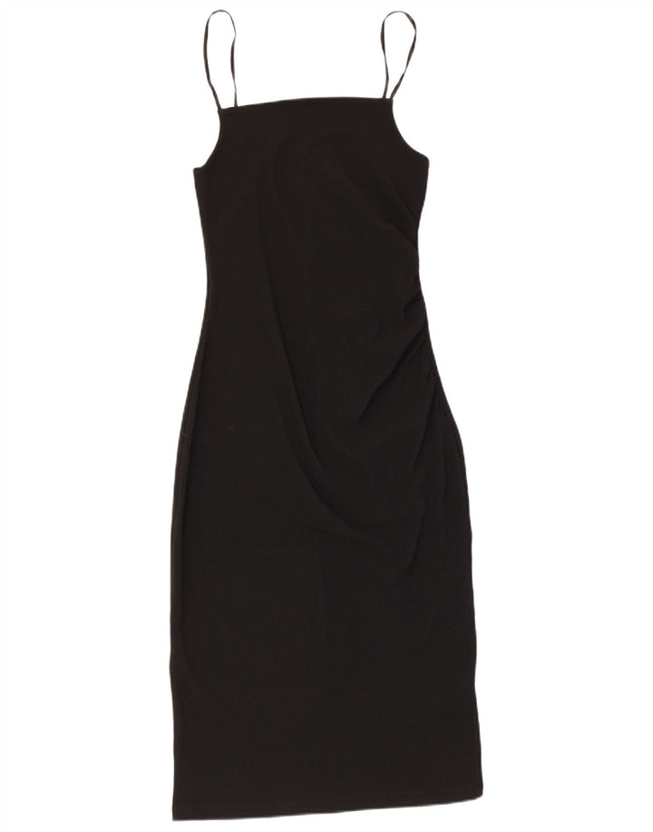 Zara Γυναικείο Αμάνικο Bodycon Φόρεμα UK 12 Medium Μαύρο Πολυεστέρας