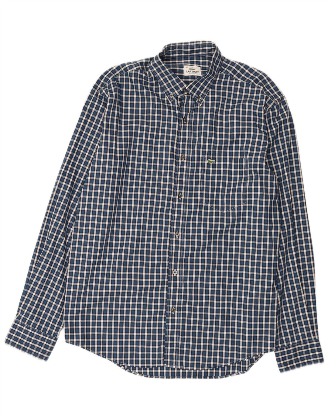 Ανδρικό πουκάμισο Lacoste Regular Fit Νούμερο 42 Μεγάλο μπλε βαμβακερό καρό