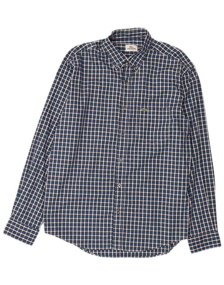 Ανδρικό πουκάμισο Lacoste Regular Fit Νούμερο 42 Μεγάλο μπλε βαμβακερό καρό