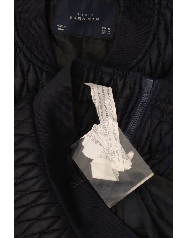 Zara Ανδρικό καπιτονέ μπουφάν UK 38 Medium Navy Blue Polyester