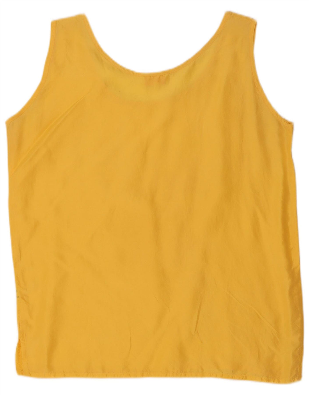 Vintage γυναικεία αμάνικη μπλούζα τοπ UK 14 Medium Yellow Silk