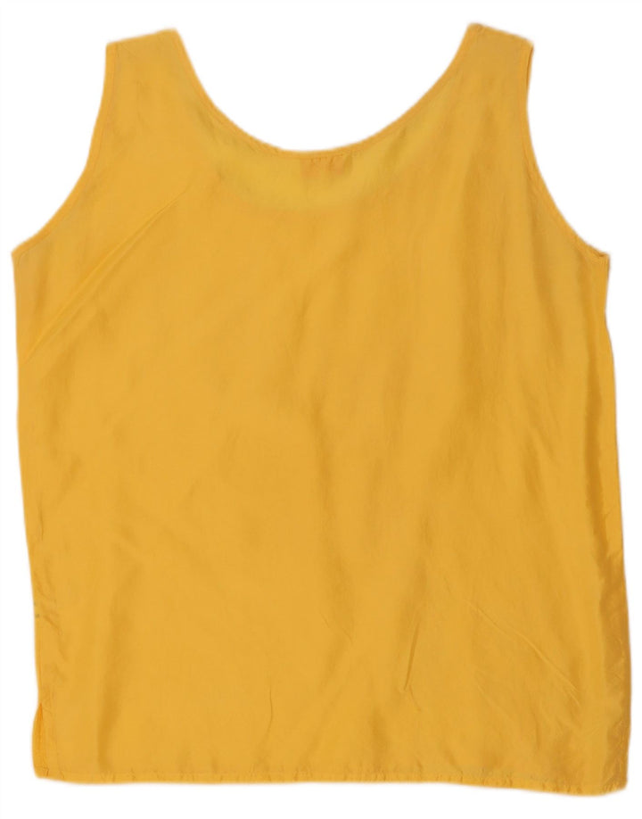 Vintage γυναικεία αμάνικη μπλούζα τοπ UK 14 Medium Yellow Silk