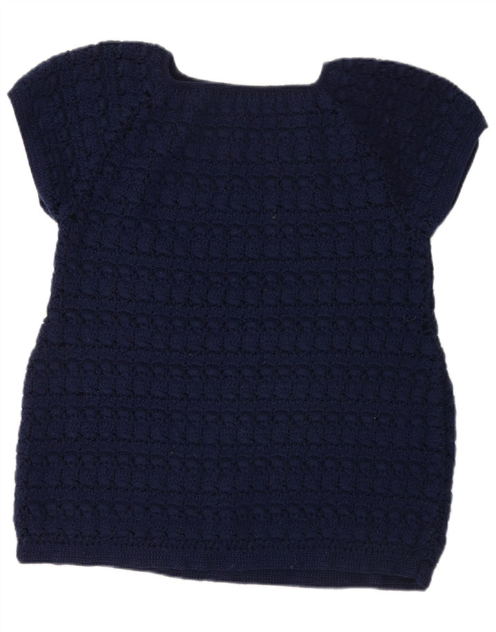 Vintage γυναικεία πλεκτή μπλούζα Top UK 12 Medium Navy Blue