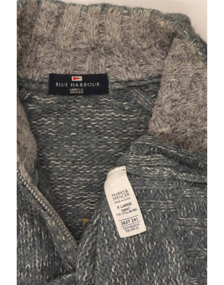 Ανδρικό πουλόβερ Marks & Spencer Blue Harbor με φερμουάρ XL με γκρι φλιτζάνι