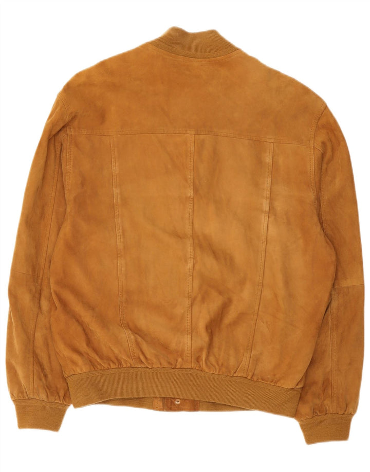 Martin Eden Ανδρικό Suede Bomber Jacket IT 48 Δερμάτινο Μεσαίο Καφέ