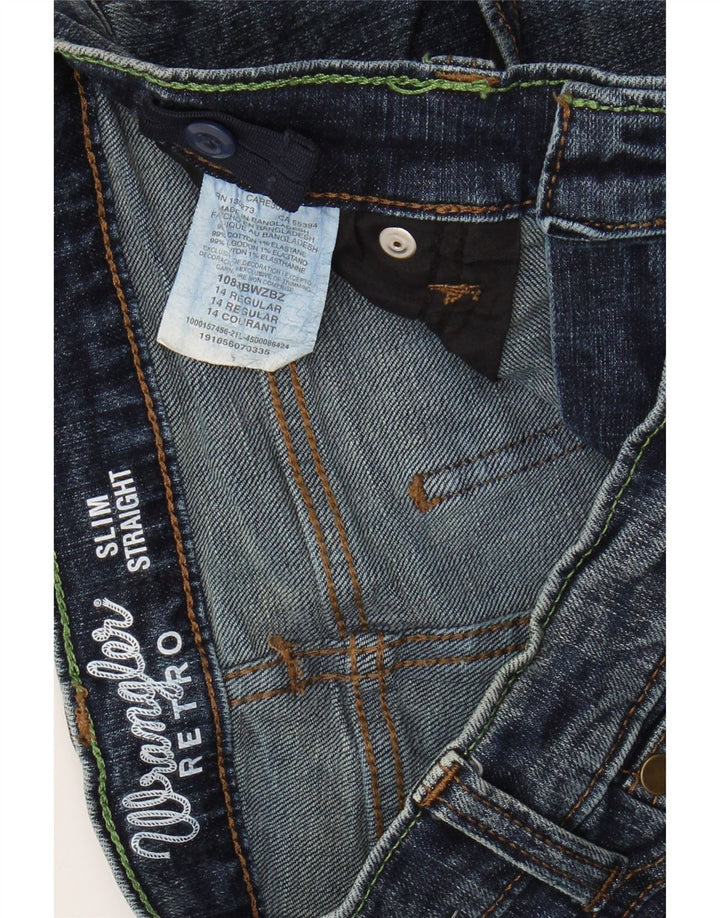WRANGLER Boys Retro Slim Straight Jeans 13-14 ετών W26 L29 Μπλε βαμβακερό