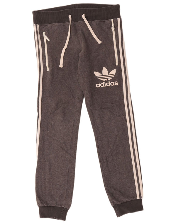 Γυναικεία αθλητική φόρμα γραφικών Adidas παντελόνι Joggers UK 10 Small Grey Flecked