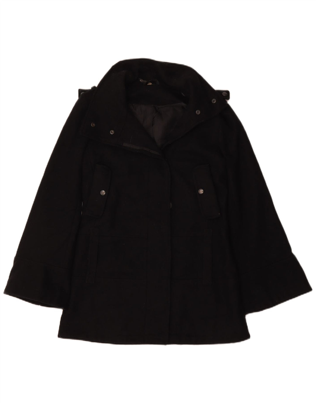Topshop Γυναικείο Παλτό Μπιζελιού Oversized UK 6 XS Μαύρο Πολυεστέρας