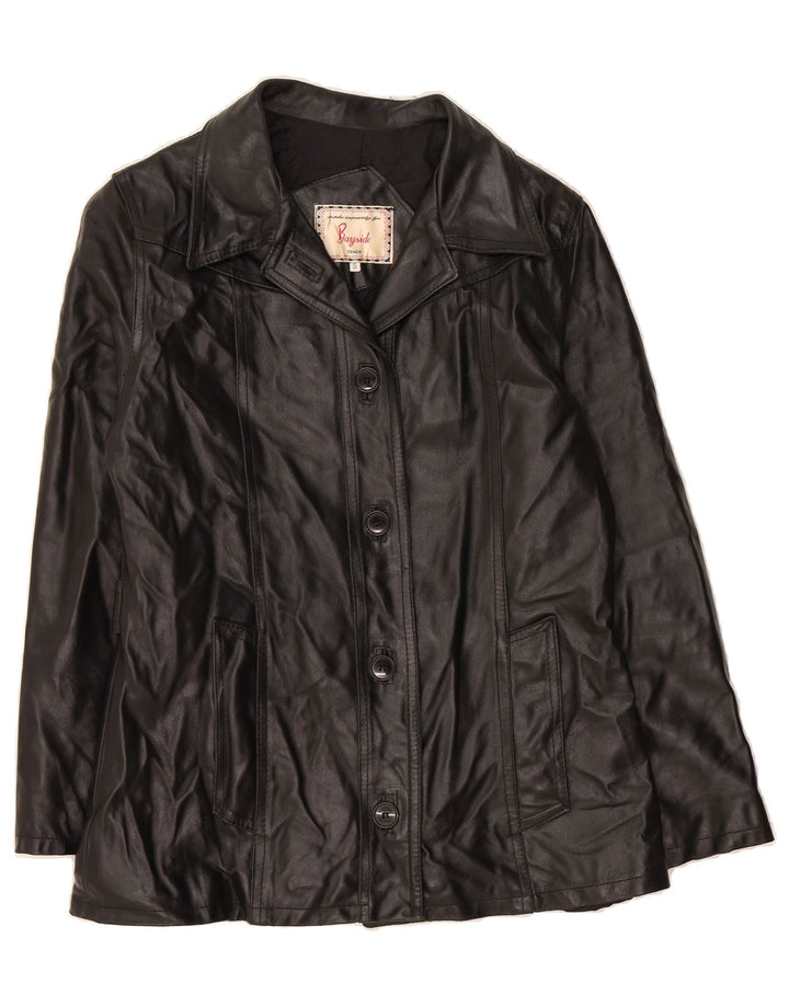 BAYSIDE Womens Oversized Leather Coat UK 10 Small Black Leather Vintage Bayside and Second-Hand Bayside from Messina Hembry 