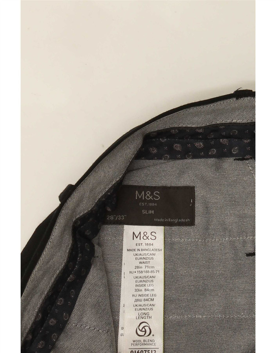 Marks & Spencer Womens Performance Slim Suit Παντελόνι W28 L33 Μαύρο