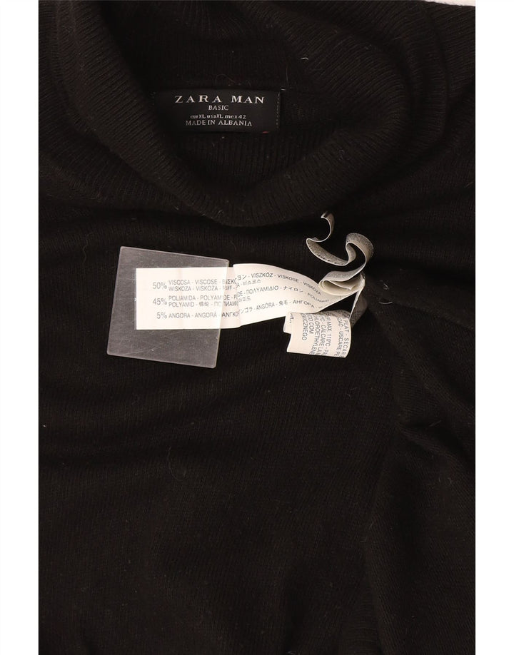 Ανδρικό πουλόβερ Zara με ρολό λαιμόκοψη XL μαύρη βισκόζη
