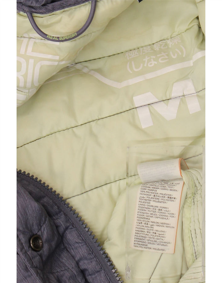 Γυναικείο μπουφάν SUPERDRY με κουκούλα με επένδυση UK 12 μεσαίο μπλε ναυτικό πολυεστέρας